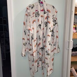 Cozy White Robe with Rainbows, Snoopy